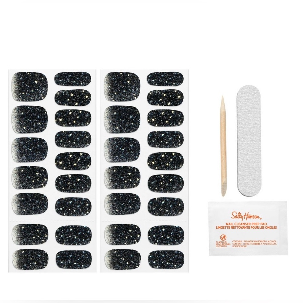 Silver Shimmer on Black Nail Strips - Picture 3 of 4